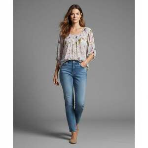 Floreat Anthropologie 100% Silk Watercolor Floral Peasant Blouse Size 4